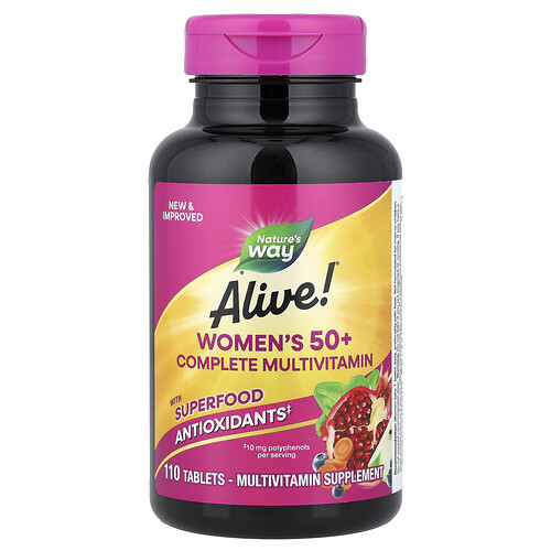 Nature's Way, Alive!®, Suplemento multivitamínico completo para mujeres mayores de 50 años, 110 comprimidos