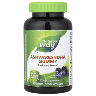 Nature's Way, Ashwagandha Gummy, Bessen, 90 Gummies (62,5 mg per Gummy)