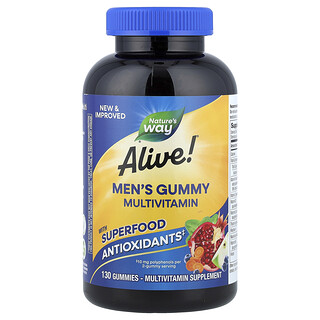 Nature's Way, Alive!, Gomitas multivitamínicas para hombres, Frutas, 130 gomitas