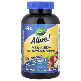Nature's Way, Alive!® Miesten 50+ monivitamiinikarkit, hedelmät, 150 karkkia