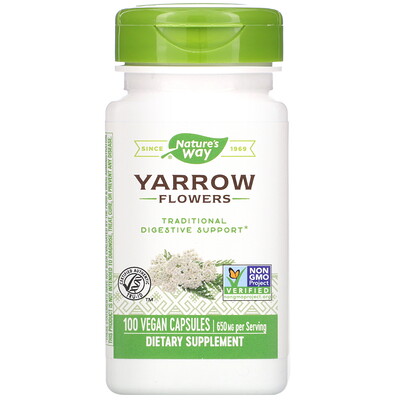 Nature's Way Yarrow Flowers, 650 mg, 100 Vegan Capsules
