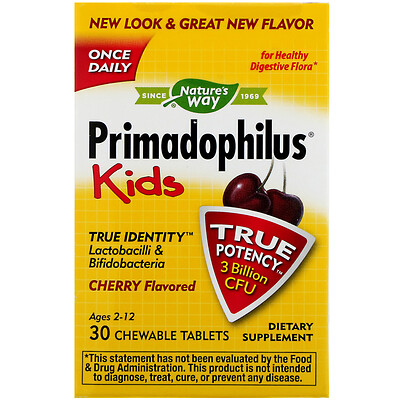 Nature's Way Primadophilus, для детей, со вкусом вишни, 3 млрд КОЕ, 30 жевательных таблеток