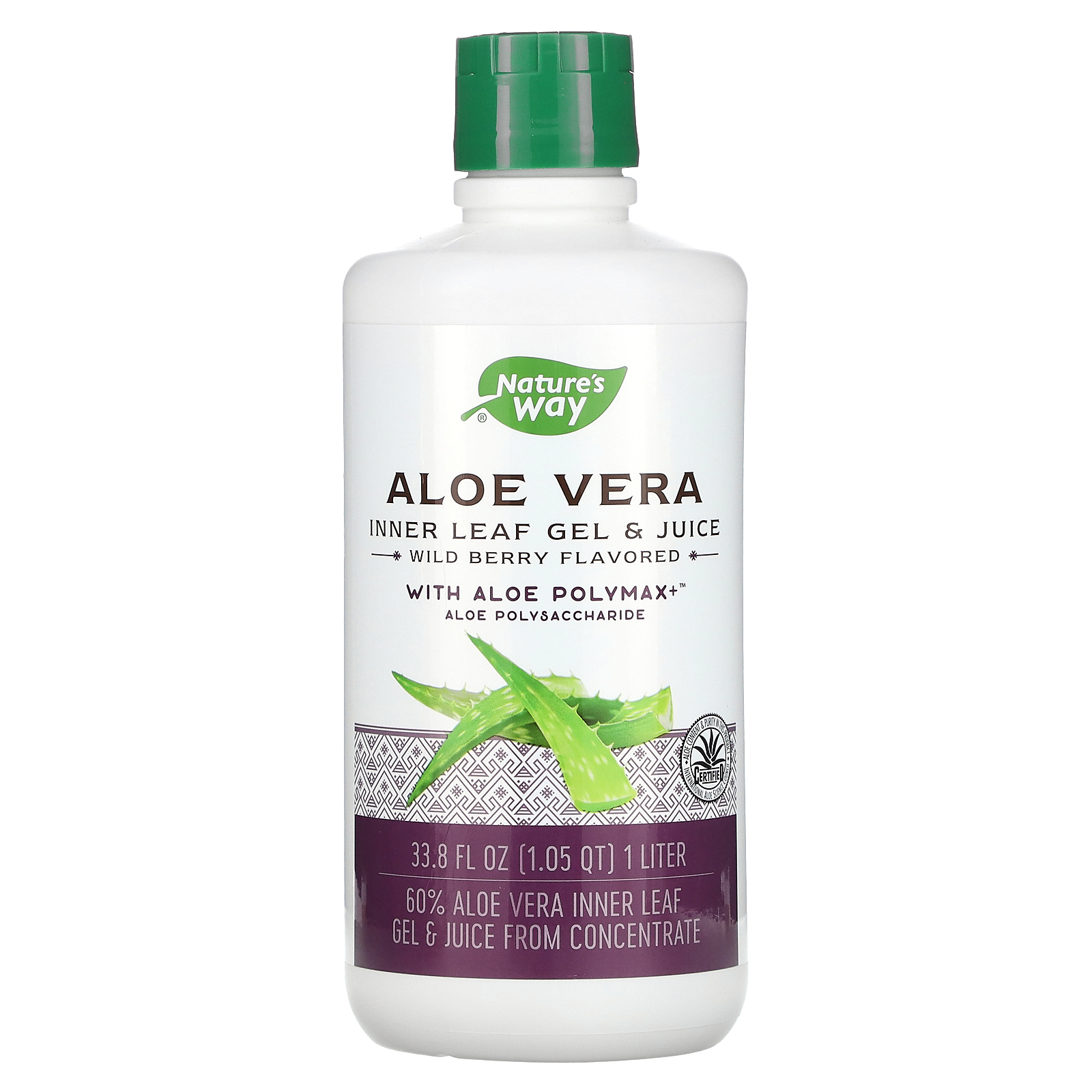 Natures Way Aloe Vera Inner Leaf Gel And Juice With Aloe Polymax Wild Berry 338 Fl Oz 1 Liter 0235