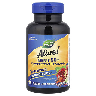 Nature's Way, Suplemento multivitamínico completo para hombres mayores de 50 años Alive!®, 130 comprimidos