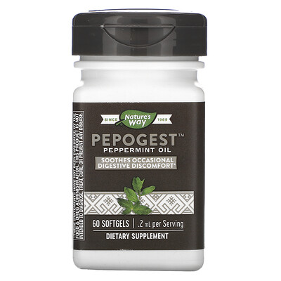 Nature's Way Pepogest, Peppermint Oil, .2 mg, 60 Softgels