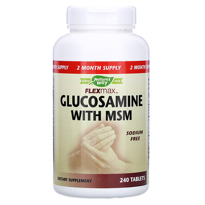 

Nature's Way FlexMax для суставов с сульфатом глюкозамина и МСМ без натрия, 240 таблеток