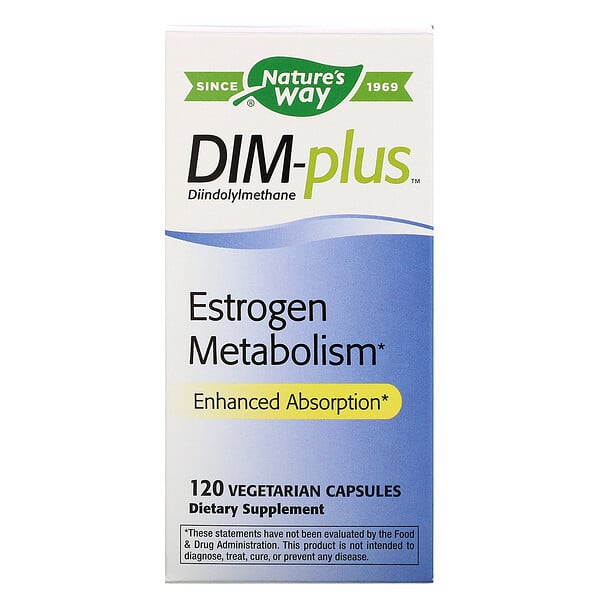 Nature's Way, DIM-plus, метаболизм эстрогенов, 120 вегетарианских капсул