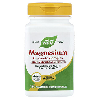 Nature's Way, Magnesiumglycinatkompleks, 120 veganske tabletter (110 mg pr. tablet)