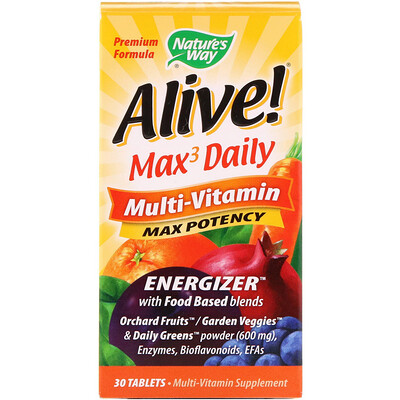 Nature's Way Alive! Max3 Daily, Multi-Vitamin, 30 Tablets