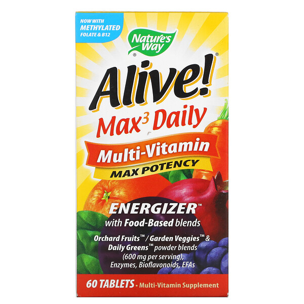 Nature's Way, Alive! Max3 Daily, мультивитамины, 60 таблеток
