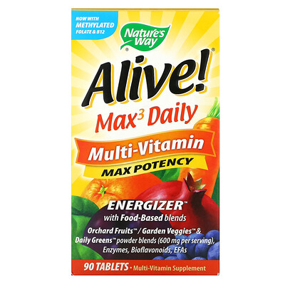Nature's Way Живой! Max3 Daily, мультивитамины, 90 таблеток