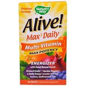 Nature's Way, Alive!, Max3 Daily, мультивитаминный комплекс, 90 таблеток