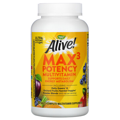 Nature's Way Alive! Max3 Potency, мультивитамины, 180 таблеток