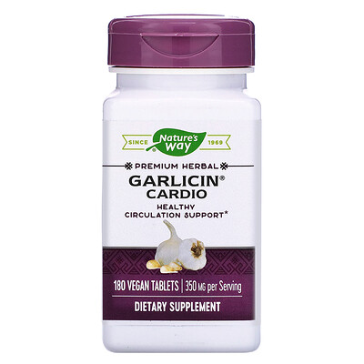 Nature's Way Garlicin Cardio, 350 mg, 180 Vegan Tablets