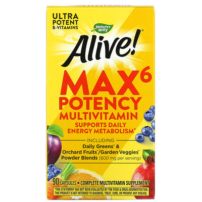 

Nature's Way, Alive! Max6 Potency Multivitamin, 90 Capsules