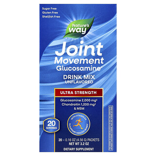 ناتشرز واي‏, Joint حركة Glucosamine® ، مزيج شراب ، قوة فائقة ، بدون نكهات ، 20 كيسًا ، 0.16 أونصة (4.56 جم) لكل كيس