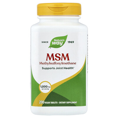 Nature's Way, MSM, 1000 mg, 200 comprimidos veganos