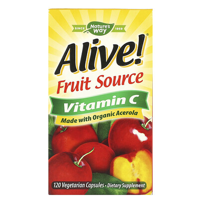 Nature's Way Alive!, фруктовый источник витамина С, 120 вегетарианских капсул