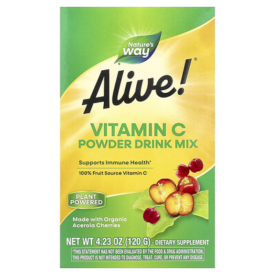 Nature's Way, Alive!, Vitamina C proveniente de frutas, 120 g (4,23 oz)