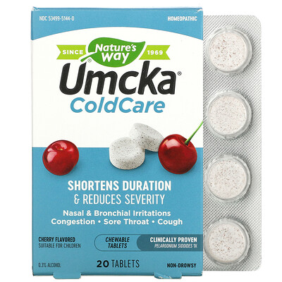 

Nature's Way Umcka ColdCare Cherry 20 Chewable Tablets