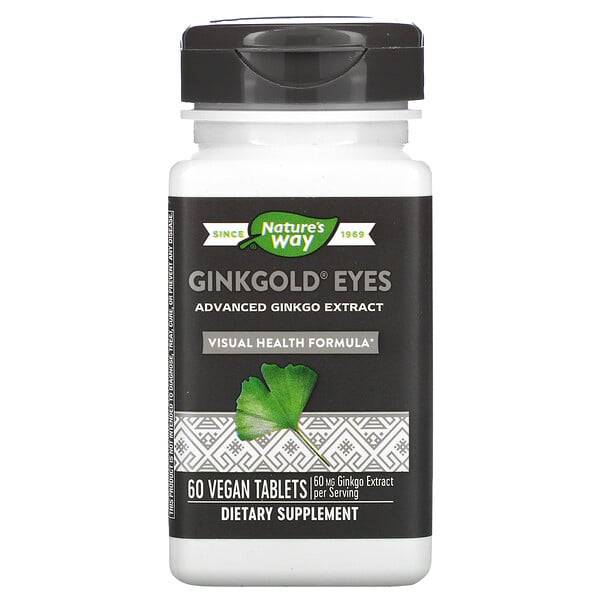 Nature's Way, Ginkgold Eyes, Ginkgo, 60 vegane Tabletten