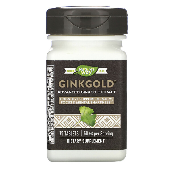 Nature's Way, Ginkgold, Advanced Ginkgo Extract, 60 mg, 75 Tablets