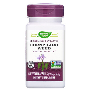 Nature's Way, Horny Goat Weed, 500 мг, 60 веганских капсул