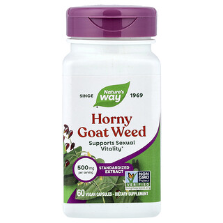 Nature's Way, Horny Goat Weed, 500 mg, 60 Vegan Kapsül
