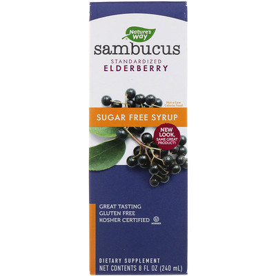 Nature's Way Sambucus, стандартизированный экстракт бузины, без сахара, 8 жидких унций (240 мл)