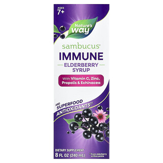 Nature's Way, Sambucus®, Immune Elderberry Syrup, Ages 7+, 8 fl oz (240 ml)