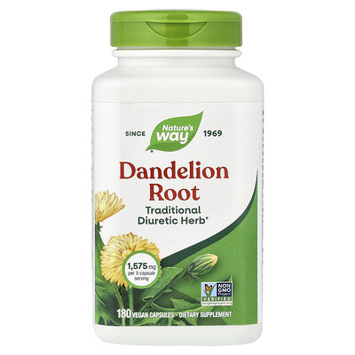 Nature's Way, Raíz de diente de león, 180 cápsulas veganas (525 mg por cápsula)
