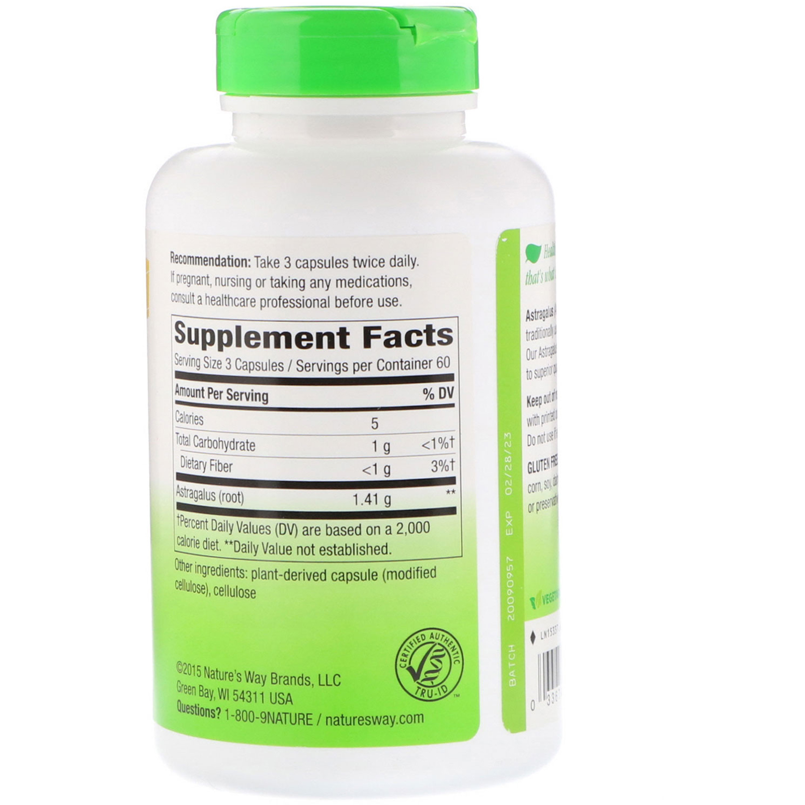 Nature's Way, Astragalus Root, 470 mg, 180 Vegetarian Capsules iHerb