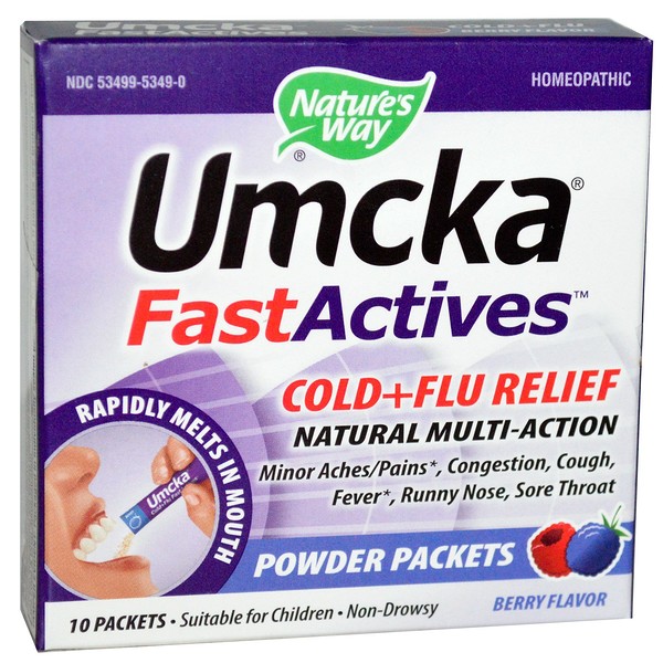 Nature's Way, Umcka, Fast Actives, Cold + Flu Relief, NonDrowsy, Berry