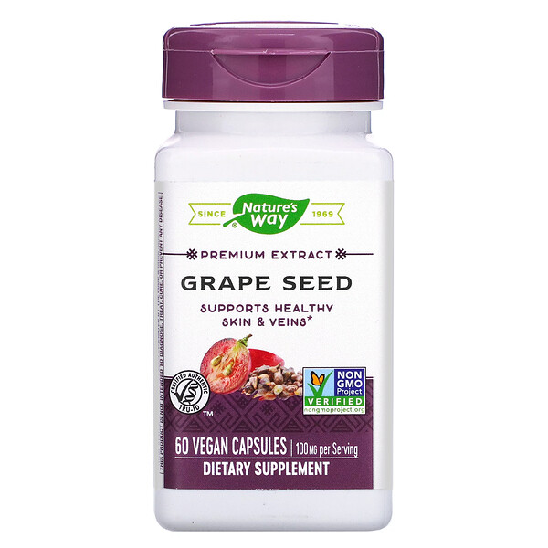 Nature's Way, Premium Extract, Grape Seed, 60 Vegan Capsules