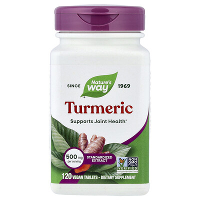 Nature's Way, Cúrcuma, Extracto estandarizado, 500 mg, 120 comprimidos veganos