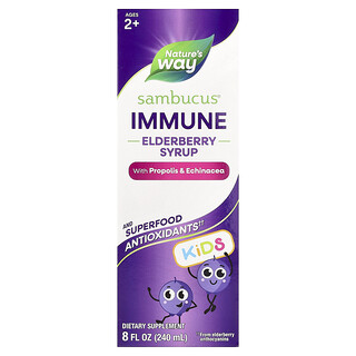 Nature's Way, Sambucus®, Suplemento inmunitario de saúco con propóleo y equinácea para niños, 2 años en adelante, 240 ml (8 oz. líq.)