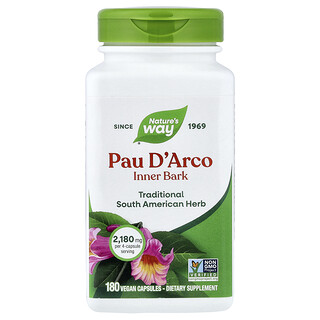 Nature's Way, Pau D'Arco, Casca Interna, 180 Cápsulas Veganas (545 mg por Cápsula)