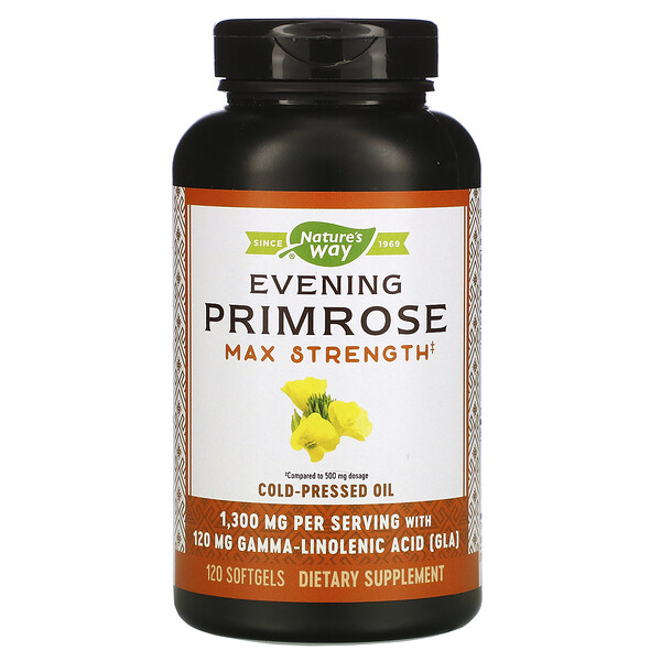 Evening Primrose, Cold-Pressed Oil, Max Strength, 1,300 mg, 120 Softgels