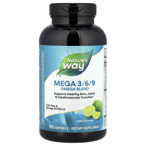Nature's Way Mega 3/6/9, Omega Blend, Lime , 180 Softgels