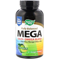 Fully Balanced Mega 3/6/9, Omega Blend, Lime Flavor, 180 Softgels - изображение