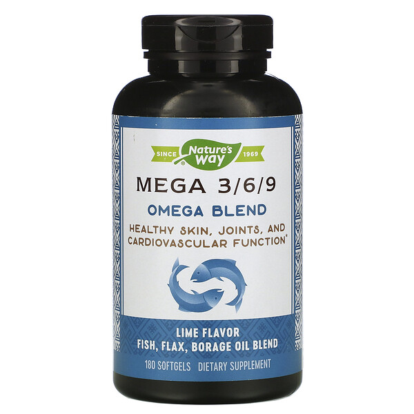 Mega 3/6/9 歐米伽脂肪酸軟凝膠，酸橙味，180 粒軟凝膠