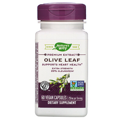 Nature's Way Premium Extract, Olive Leaf, 250 mg, 60 Vegan Capsules