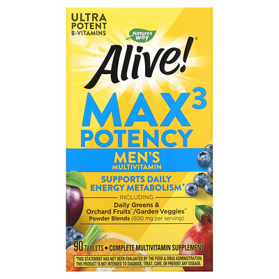 

Nature's Way Alive! Max3 Potency мультивитамины для мужчин 90 таблеток