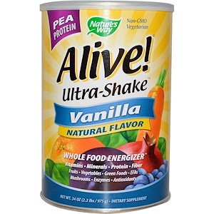 Купить Nature's Way, Alive! Ultra-Shake мультивитаминная добавка со вкусом ванили, 34 унции (975 г)  на IHerb