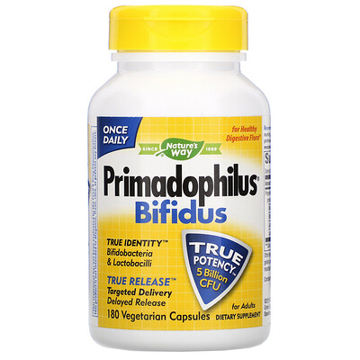 Nature's Way Primadophilus Bifidus, 5 млрд КОЕ, 180 вегетарианских капсул