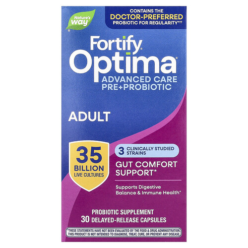 Nature's Way, Optima® Probiotic, Fortify®, Gut Comfort, 35 Billion, 30 Delayed-Release Capsules