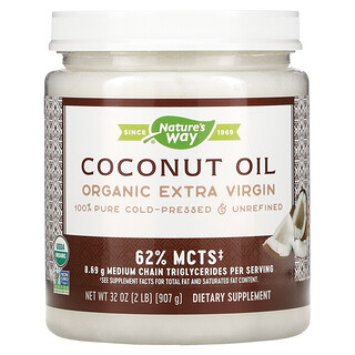 Nature's Way, Organic Coconut Oil, Extra Virgin, Bio-Kokosnussöl, extra nativ, 896 g (32 oz.)