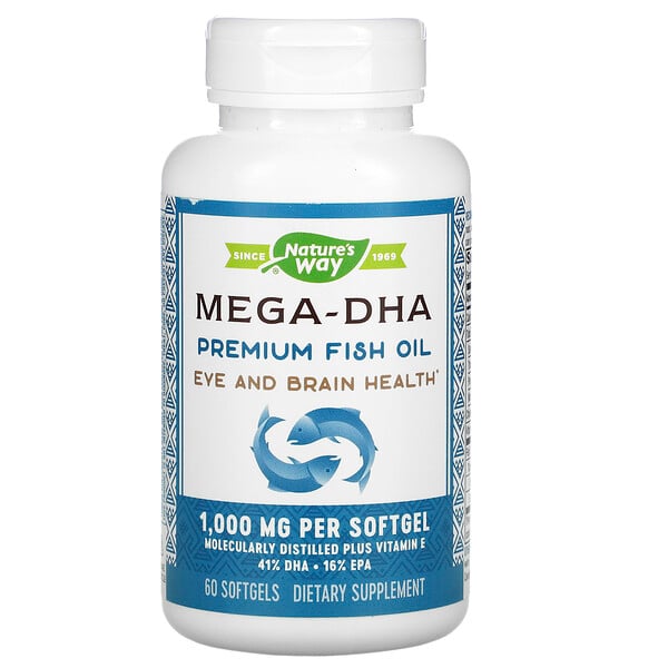 мега-ДГК, рыбий жир премиального качества, 1000 мг, 60 мягких таблеток