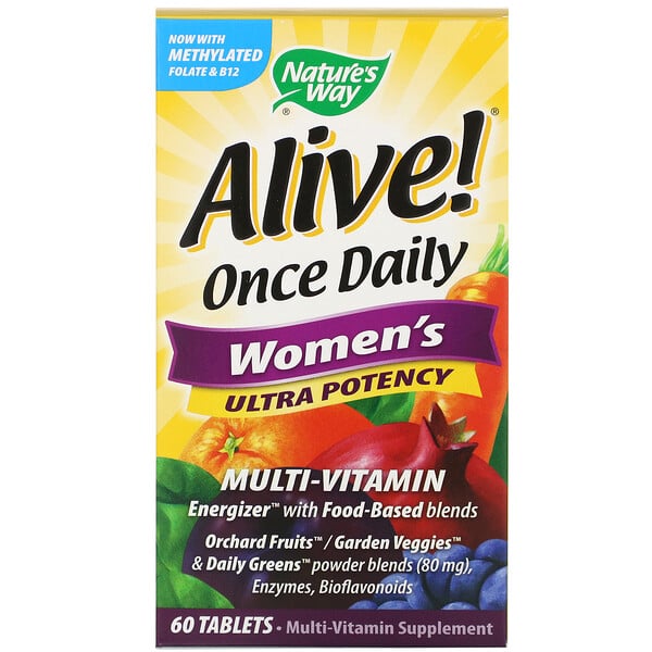 Nature's Way, Alive! Once Daily, ультра-эффективные мультивитамины для женщин, 60 таблеток