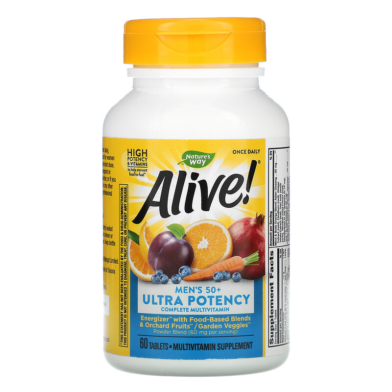 Nature's Way, Alive! Men's 50+ Ultra Potency Complete Multivitamin, 60 ...